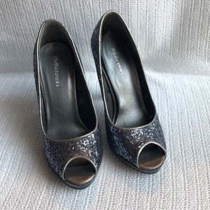 Silver Glitter High Heel Party Shoes